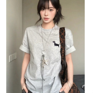  áo thun nữ form rộng xám tiêu âu mỹ girl phố áo phông cotton 100% local brand Salute 