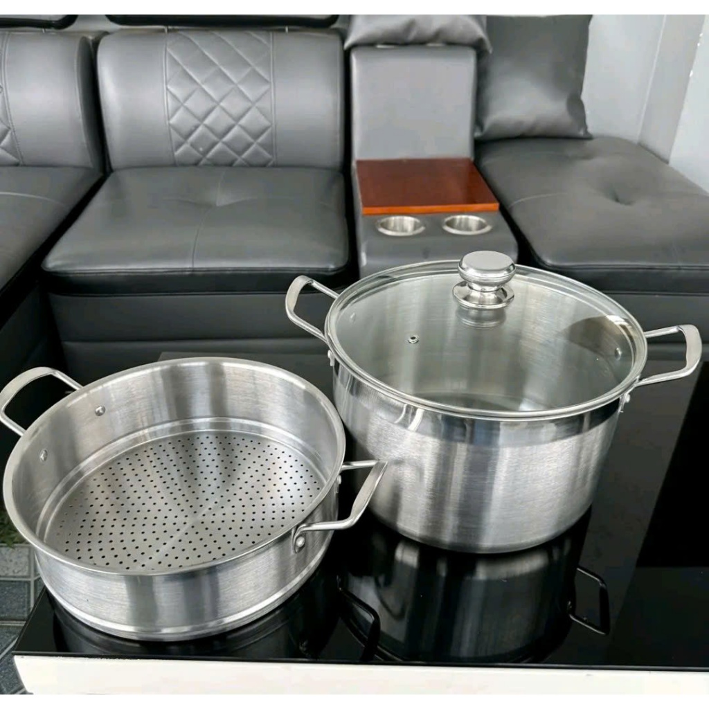 Nồi hấp 2 tầng - Xửng hấp 30cm Fiveramic inox cao cấp dày dặn chính hãng sử dụng cho mọi loại bếp