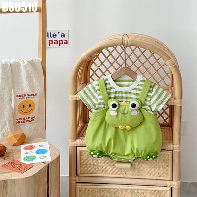 Body Tay Ngắn Sọc Giả Yếm Họa Tiết Gấu Nâu Bé Trai Sơ Sinh 1 2 Tuổi MINTSCLOSET Quảng Châu - BS6471