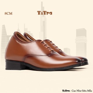    8CM   Giày Tăng Chiều Cao Nam T&Tra S1012 Nâu Bò - Cao Bí Mật Từ Bên Trong 