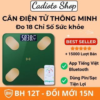 Cân Điện Tử Thông Minh Cadioto – Đo 18 Chỉ Số Sức Khỏe, App Tiếng Việt, Bluetooth Pin Sạc