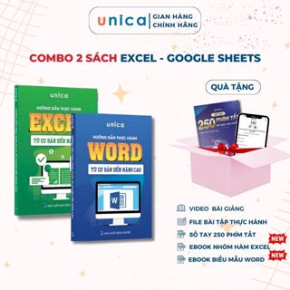 Combo 2 Sách Hướng dẫn thực hành Word - Excel UNICA ứng dụng văn phòng từ cơ bản đến nâng cao
