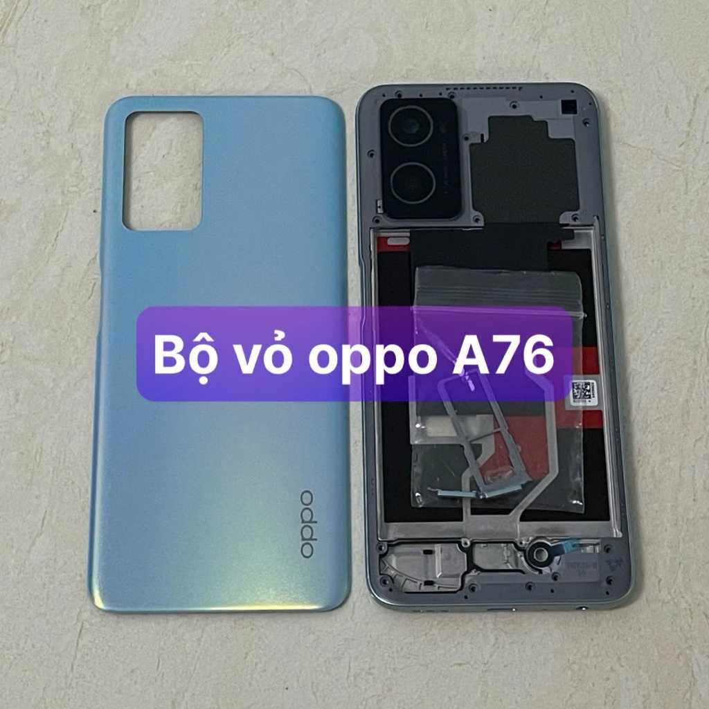 bộ vỏ sườn oppo A76 ,kèm khay sim,phím âm lượng,kính camera