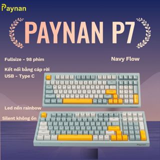 Bàn phím văn phòng P7 Paynan Navy Flow chống ồn kết nối cáp rời 98 phím đèn led rainbow keycap navy xám trắng