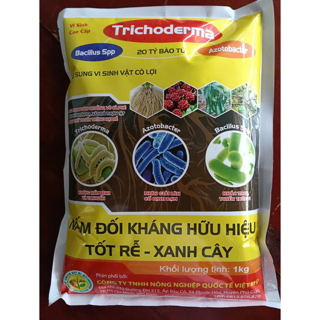 Phân bón trichodema dùng ủ rác xác bã thực vật gói 1kg pha 1000 lít nước