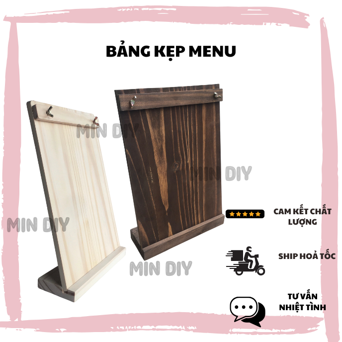 BẢNG KẸP MENU GỖ ĐỂ BÀN THIẾT KẾ ĐƠN GIẢN