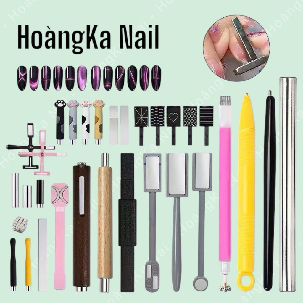 Nam Châm Hít Mắt Mèo 3in1,5in1,phen móng,kéo,trái tim,tai thỏ, tên lửa, rubi,tròn, vuông,đủ loại -ph