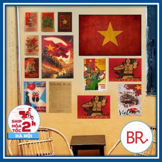 [2/9]Combo 5 Poster Tranh Dán Tường Chủ Đề Yêu Nước-Cờ Đỏ Sao Vàng Việt Nam,Treo Decor Nhà Cửa,Quán Cafe,Văn Phòng 02962