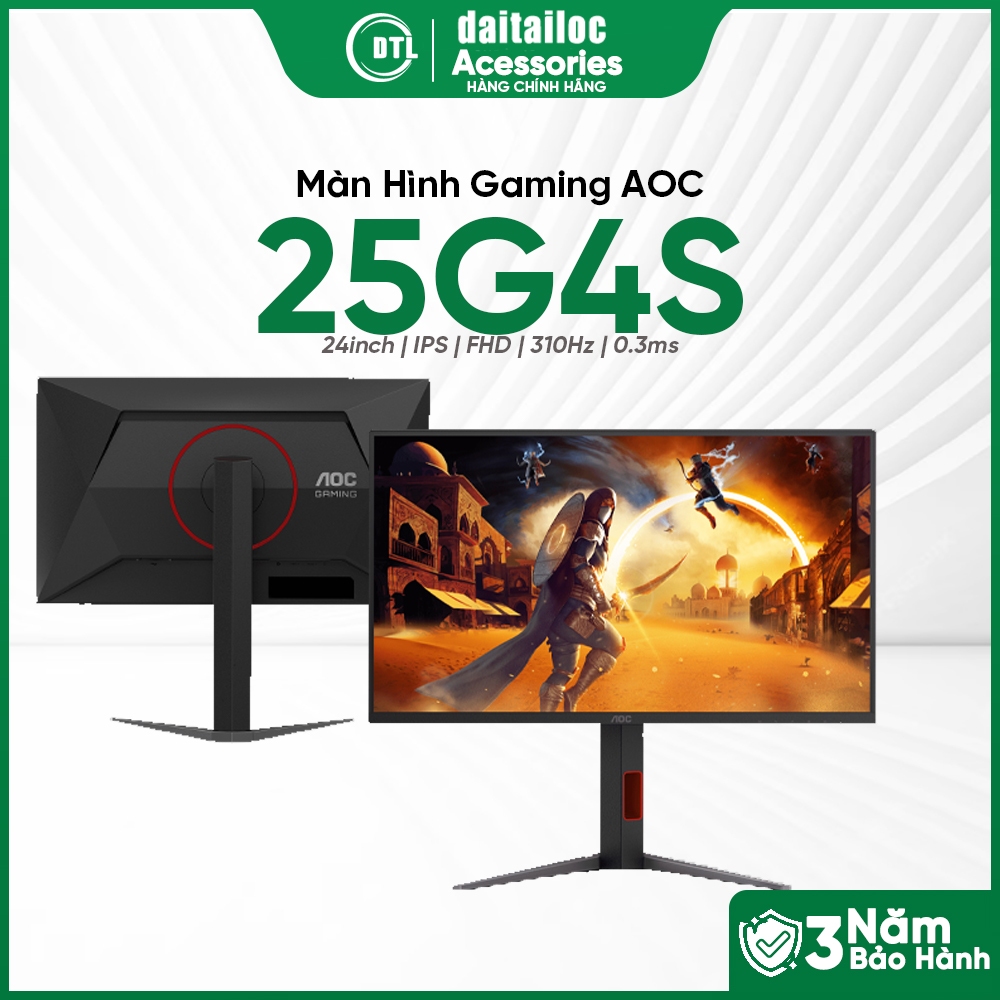 Màn Hình Gaming AOC 25G4S 24.5 inch HDR400 Fast IPS 310Hz 0.3ms | Chính Hãng | Bảo Hành 36 Tháng