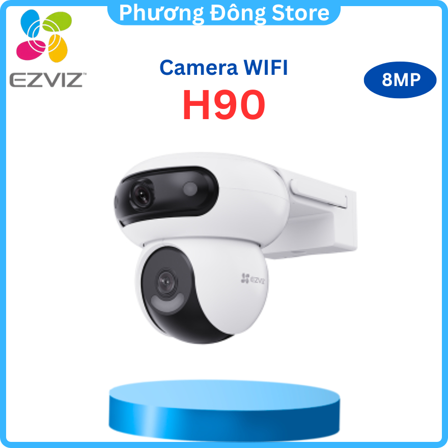 CAMERA IP WIFI NGOÀI TRỜI EZVIZ H90 DUAL 8MP (4MP+4MP) MẮT KÉP - Xoay 360 Độ, Màu ban đêm, Đàm Thoại