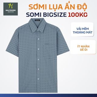Áo sơ mi nam ngắn tay trung niên vải lụa Ấn Độ co giãn mềm mịn Big Size 100kg form rộng ATK15