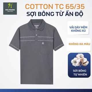 Áo polo nam trung niên cho bố, chất vải cotton dày, tự dệt form classic ATK08