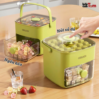 Khay Làm Đá Viên Thông Minh Thế Hệ Mới, Hộp Làm Đá Nhấn Nút Tự Động, Hộp Đá Tủ Lạnh Ngăn Kéo  Có Nắp Đậy Kín Tiện Lợi