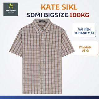 Áo sơ mi nam ngắn tay trung niên sợi dệt tổng hợp co giãn Big Size 100kg form rộng ATK35