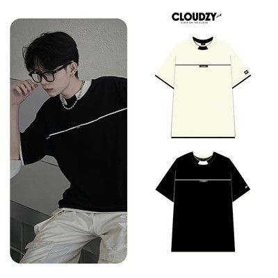 Áo phông nam nữ tay lỡ thun local brand chính hãng unisex form rộng cổ tròn Cloudzy DOUBLE NECK