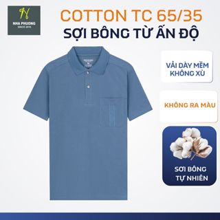 Áo polo nam trung niên cotton dày loại áo thun ngắn tay, thêu túi có cổ ATK07