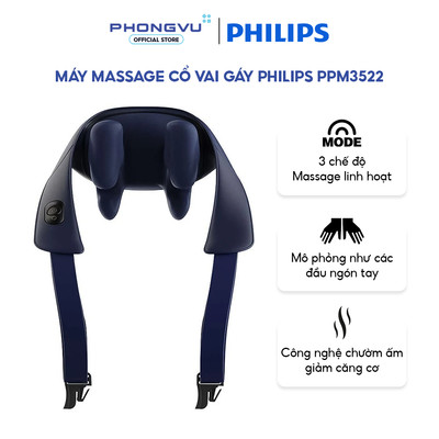 Máy Massage cổ vai gáy Philips PPM3522 - Thiết Kế Hình Chữ U Ôm Cổ, 3 Chế Độ Massage, Chườm Nhiệt - Bảo hành 24 tháng