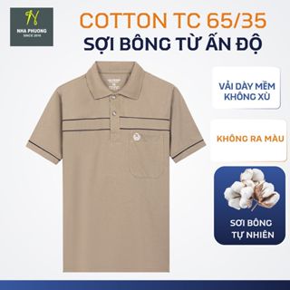 Áo thun nam trung niên có cổ vải cotton dày loại áo thun nam cho bố form rộng ATK08