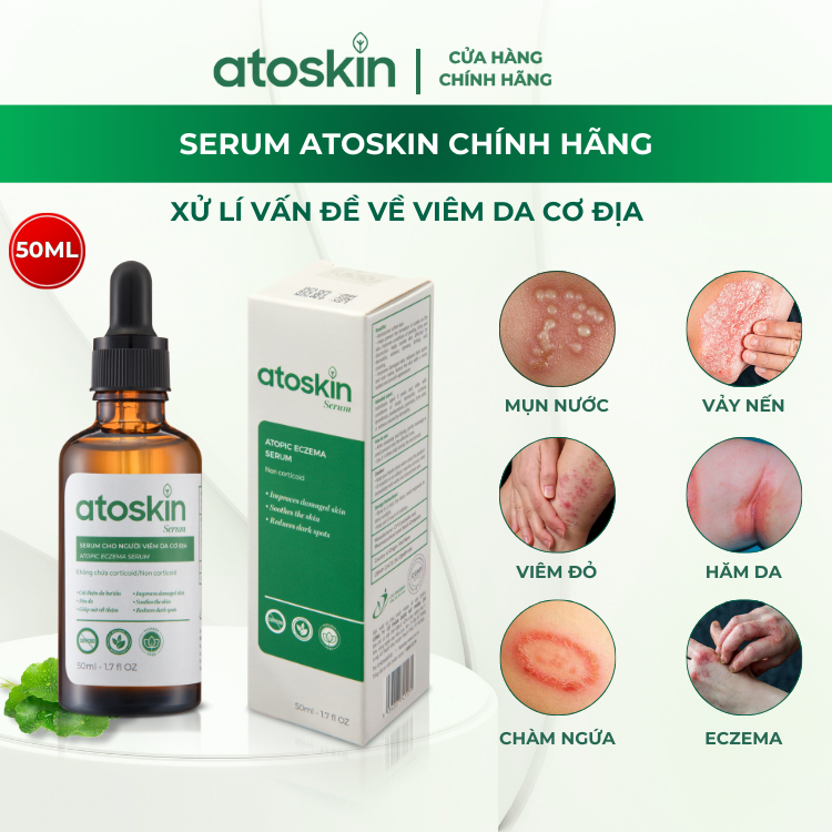 Serum Viêm da cơ Atoskin 50ml - Hỗ Trợ Giảm Nhanh Ngứa Ngáy, Mẫn Đỏ, Tái Tạo và Phục Hồi Tổn Thương