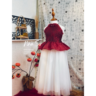  Váy yếm trung thu tết cho bé gái Nhà Su NS 228 chất liệu gấm tơ tầm có lót lụa mềm mại cho bé 