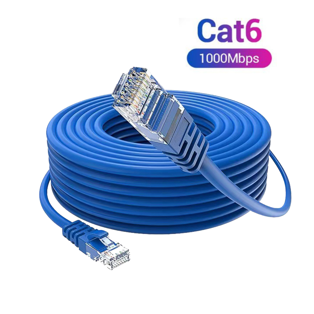 Dây mạng Cat6 bấm sẵn 2 đầu dài 5m 10m 15m 20m 30m 50m – Màu xanh, trắng – Tốc độ cao, chống nhiễu