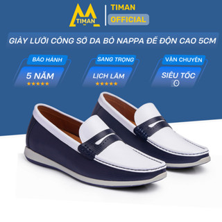 Giày lười nam chất liệu da bò đế 5 cm tây đẹp phong cách công sở giày mọi cao cấp bh 5năm NC14 TIMAN