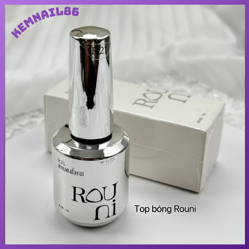 Top bóng Rouni ouboli igel chính hãng -Top coat phủ bóng chuyên dụng làm nail chai 15ml kemnail86