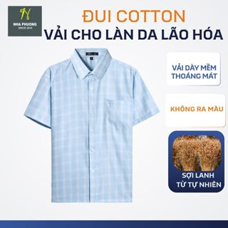 Áo sơ mi trung niên ngắn tay vải đũi mềm mát loại áo sơ mi nam tay ngắn form rộng thoải mái ATK12