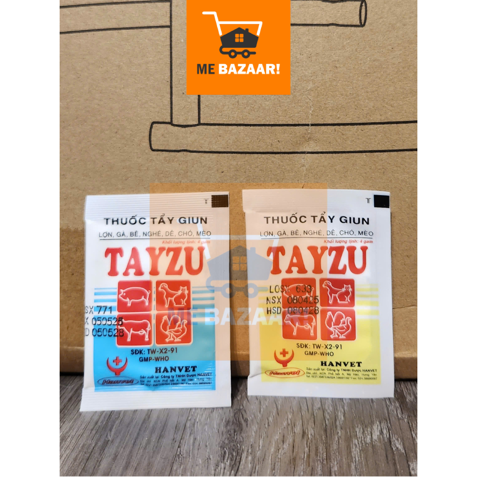 TAYZU - Xổ Giun cho Chó Mèo, Chim, Gà Vịt, Gia Súc, Gia Cầm dạng bột (Gói 4g)