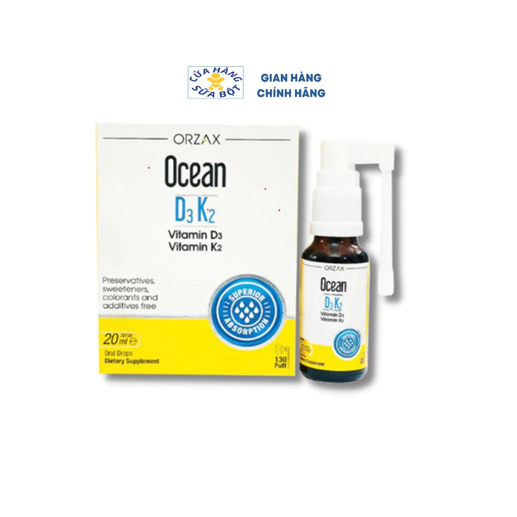 VITAMIN D3K2 OCEAN ORZAX SPRAY DẠNG XỊT KÈM ĐẦU NHỎ GIỌT NHẬP KHẨU CHÂU ÂU