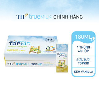 [LIVESTREAM]Thùng 48 hộp sữa tươi tiệt trùng TOPKID kem vanilla tự nhiên TH True Milk 180ml