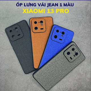 Ốp lưng xiaomi mi 13 pro chống vân tay nhựa cứng viền đen giả vải JEAN 1 màu