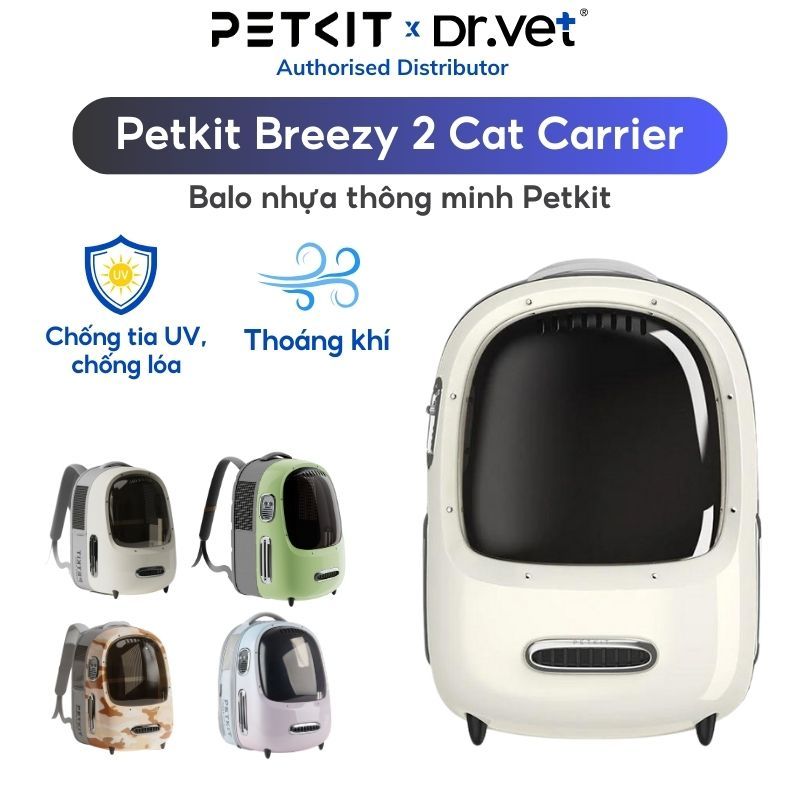 Balo mèo PETKIT Breezy 2 Cat Carrier - balo nhựa, chống UV, có đèn và quạt thoáng khí