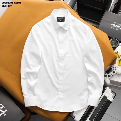 Áo sơ mi trắng Heboz classic, sơ mi trơn basic dành cho nam - 00002795