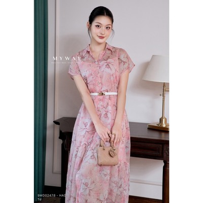 Đầm Sơ MI Nữ Dáng Suông Dài MY WAY Họa Tiết Cao Cấp 9MD02478