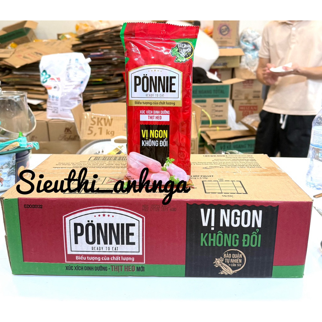 Thùng 20 gói Xúc Xích Dinh Dưỡng Ponnie siêu to 280g/gói (4 cây x 70g)