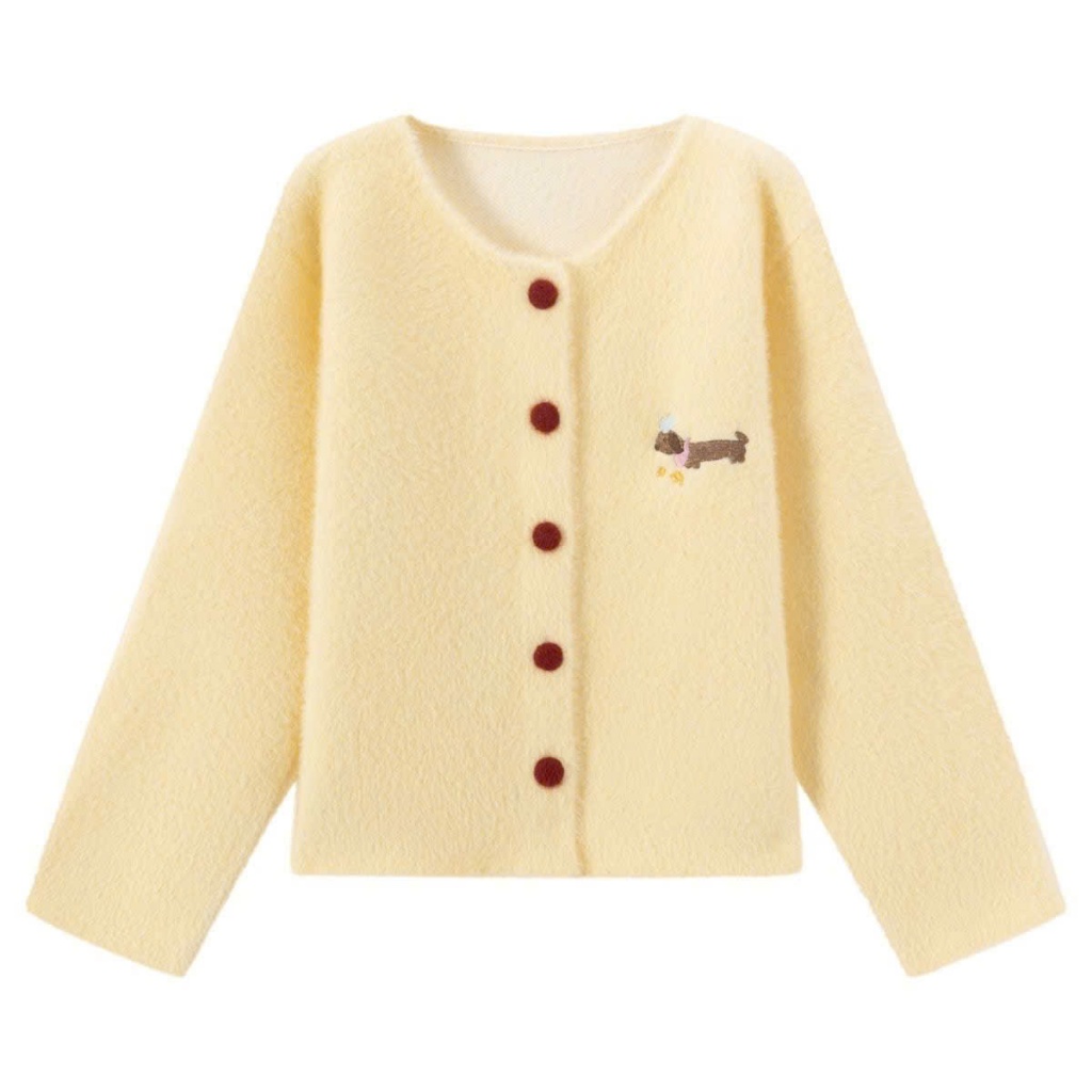 [SẴN] Áo khoác len lông thỏ nữ màu hồng, Cardigan lông mềm mịn thêu hình dễ thương dáng rộng - 148 | BigBuy360 - bigbuy360.vn