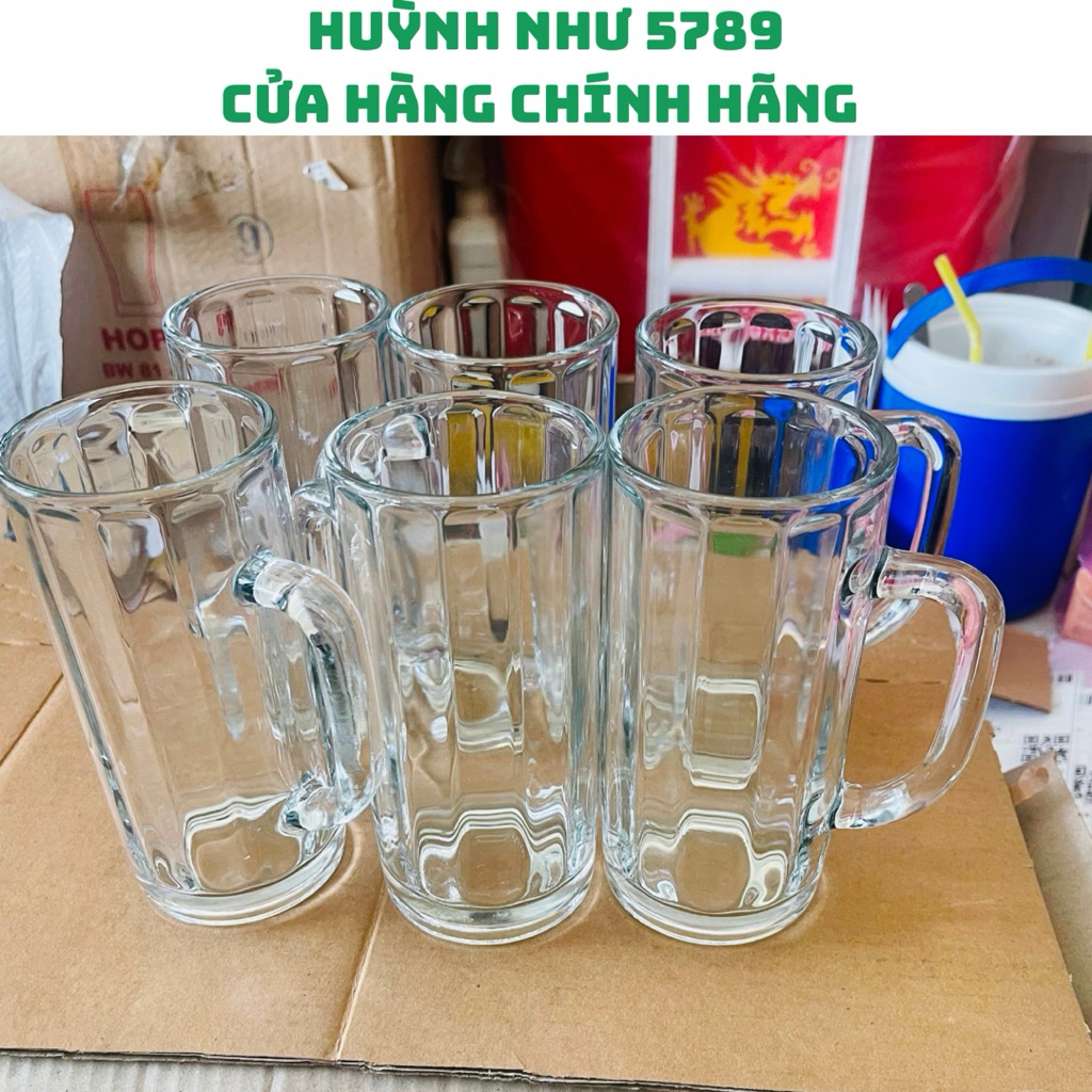 [CHÍNH HÃNG]Bộ 6 ly thủy tinh cao có quai UG 367, Ly thủy tinh cao cấp, độ tronbg suốt cao, quai cầm