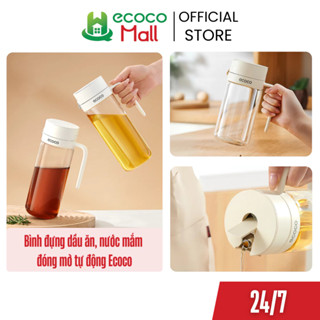 Bình đựng dầu ăn, nước mắm ECOCO dung tích 600ml và 800ml nắp nhôm tĩnh điện đóng mở tự động thế hệ mới