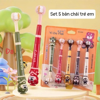 Set 5 Bàn Chải Đánh Răng Trẻ Em Hình Thú Dễ Thương, Lông Mềm, An Toàn Cho Bé, Chăm Sóc Răng Miệng Hằng Ngày
