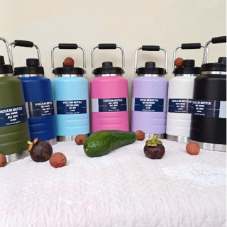  Bình Giữ Nhiệt 2000ml 1500ml Dung Tích Lớn Dáng Lùn không có ống hút Miệng Rộng Tay Cầm Chắc chắn 