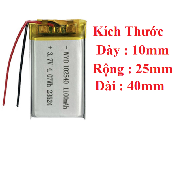 Pin tép 3.7V 1100mAh 102540 dùng cho loa Bluetooth, Định vị GPS, Camera hành trình