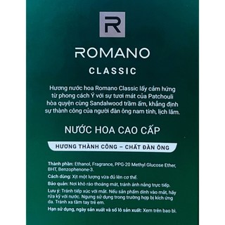 Nước hoa ROMANO 100ml (CLASSIC) - BACH HOA HV
