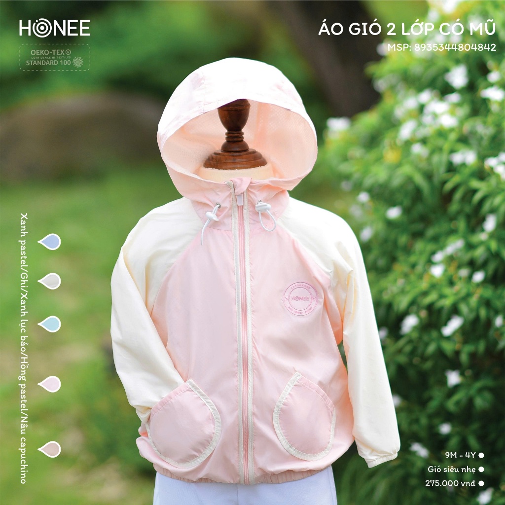 [Hrnee] Áo gió 2 lớp có mũ tai gấu mẫu mới nhất cho bé trai gái siêu xinh