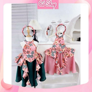 QT306, Set áo trung thu chân váy dài xoè cho bé gái mặc trung thu