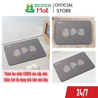 Thảm lau chân silicon ECOCO hình Vịt con siêu thấm hút, tấm lót sàn chống trượt 4 lớp cho nhà bếp, nhà tắm, phòng khách