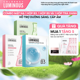   ĐỘC QUYỀN  COMBO Mặt Nạ 1 Hộp B3 1 Hộp B5 và 1 Hộp Trà Xanh COLORKEY LUMINOUS Xanh Hỗ Trợ Dưỡng Sáng Cấp Ẩm 10 