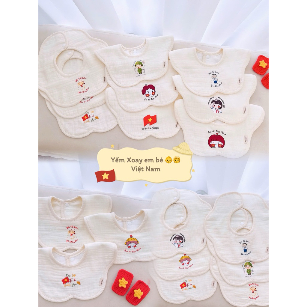 Inbox Shop ảnh cụ thể nhoa | Yếm Em Bé Việt Nam Vải Muslin Thoáng Khí Hàn Quốc - Vải Muslin Cao Cấp 