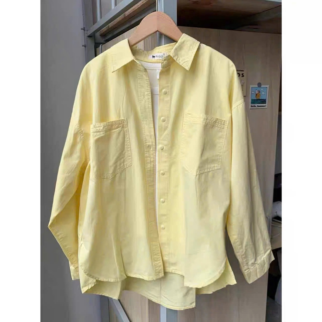 Áo Sơ Mi Form Rộng Basic Nhiều Màu, Áo Sơ Mi Nữ Dáng Rộng Tay Dài Có Túi Chất Đẹp Okélla | BigBuy360 - bigbuy360.vn