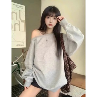 Áo nỉ Sweater trễ vai ,áo nỉ lệch vai mặc được hai kiểu form rộng basic thu đông chất liệu dày dặn trẻ trung phong cách